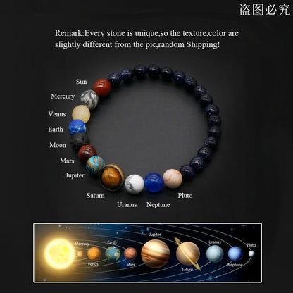 Universe Solar System Natural Stone Bracelet