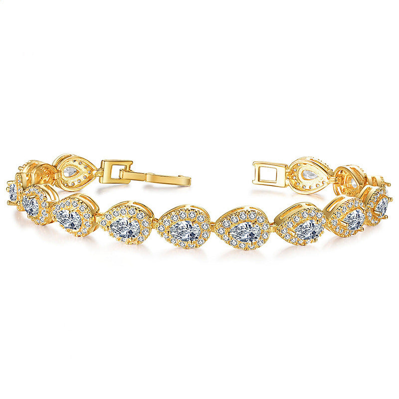 Zircon Bracelet with Micro-Set Copper Main Stone Bracelet White Diamond Gold - iRelax® Australia