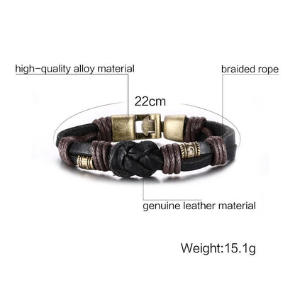 Leather Bracelet with Bronze Alloy Buckle Hook