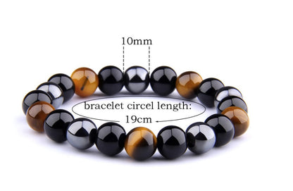 Obsidian Tigers Eye & Hematite Elastic Bracelet