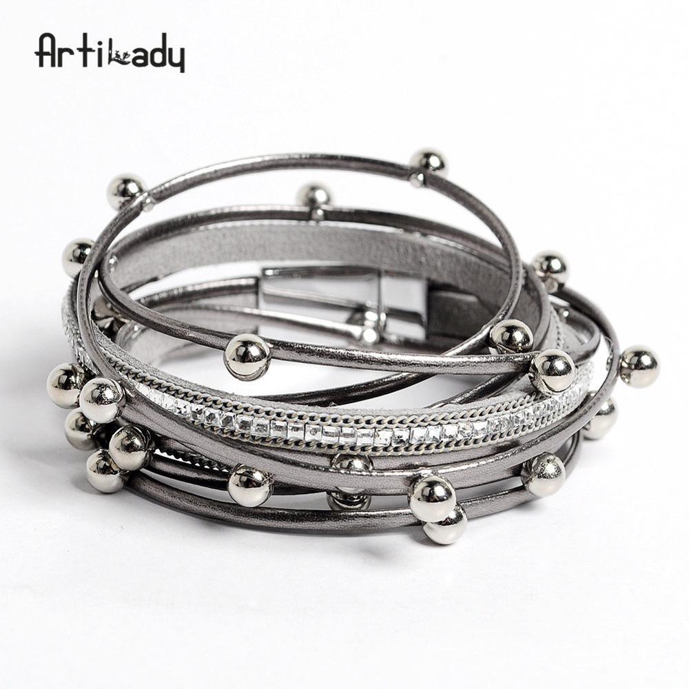 Wrap Beads Charm Leather Bracelet