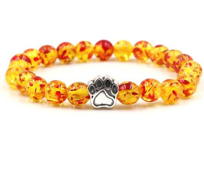 Dog Cat Footprint Paw 8mm Colourful Natural Stone Beads Bracelets
