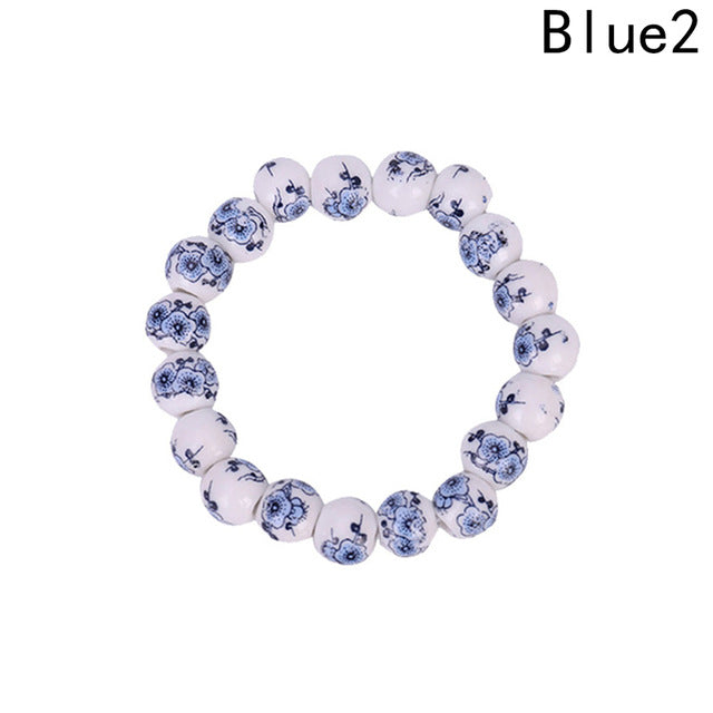 Blue and White Porcelain Ceramics Beads Bracelet