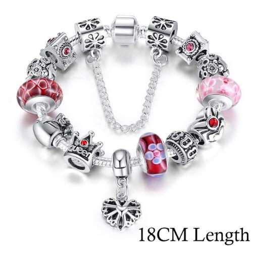 Silver Charms Bracelet & Bangles With Queen Crown Beads PA1823 18cm - iRelax® Australia