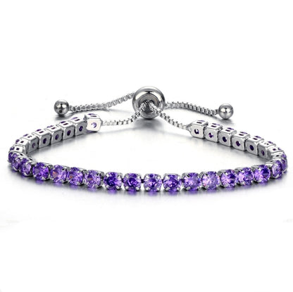 Luxury 4mm Cubic Zirconia Tennis Iced Out Chain Bracelet Purple with Silver - iRelax® Australia