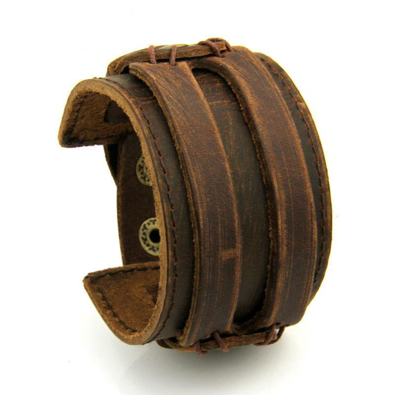 Leather Cuff Double Wide Bracelet - iRelax® Australia