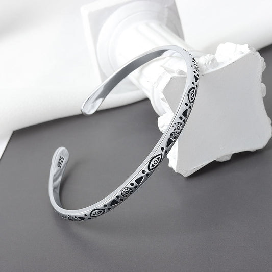 Silver Colour Fashion Vintage Pattern Open Handmade Bracelet - iRelax® Australia