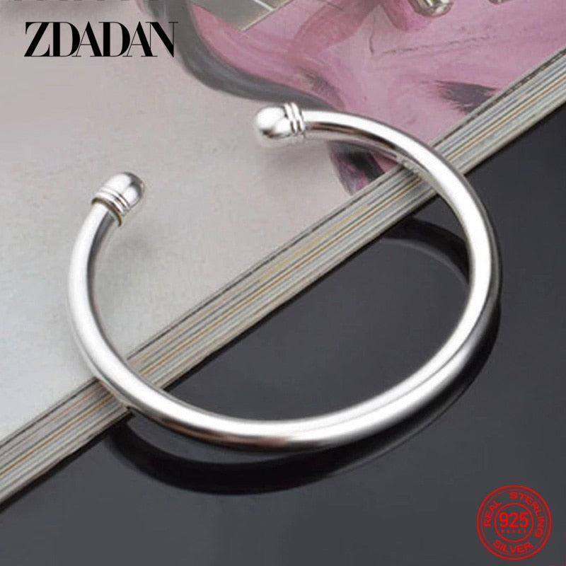 Sterling Silver Simple Double Beads Open Cuff Bracelet - iRelax® Australia