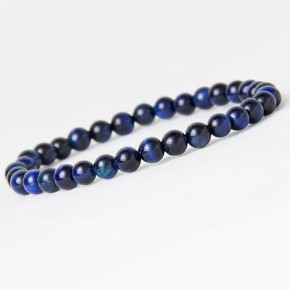 Blue Tiger Eye Natural Stone Beads Bracelet