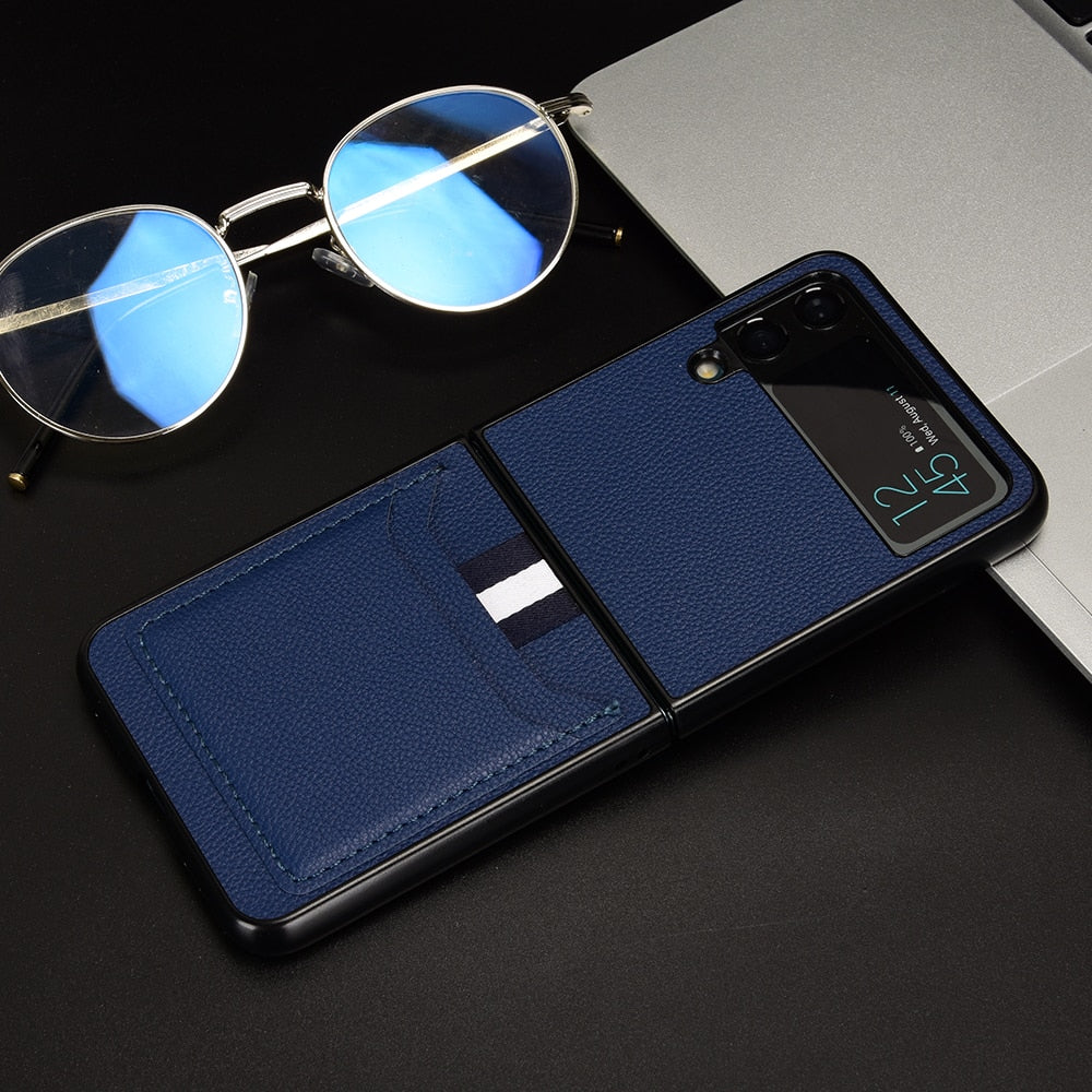 Anti-Shock Card Holder Leather Case for Samsung Galaxy Z Flip