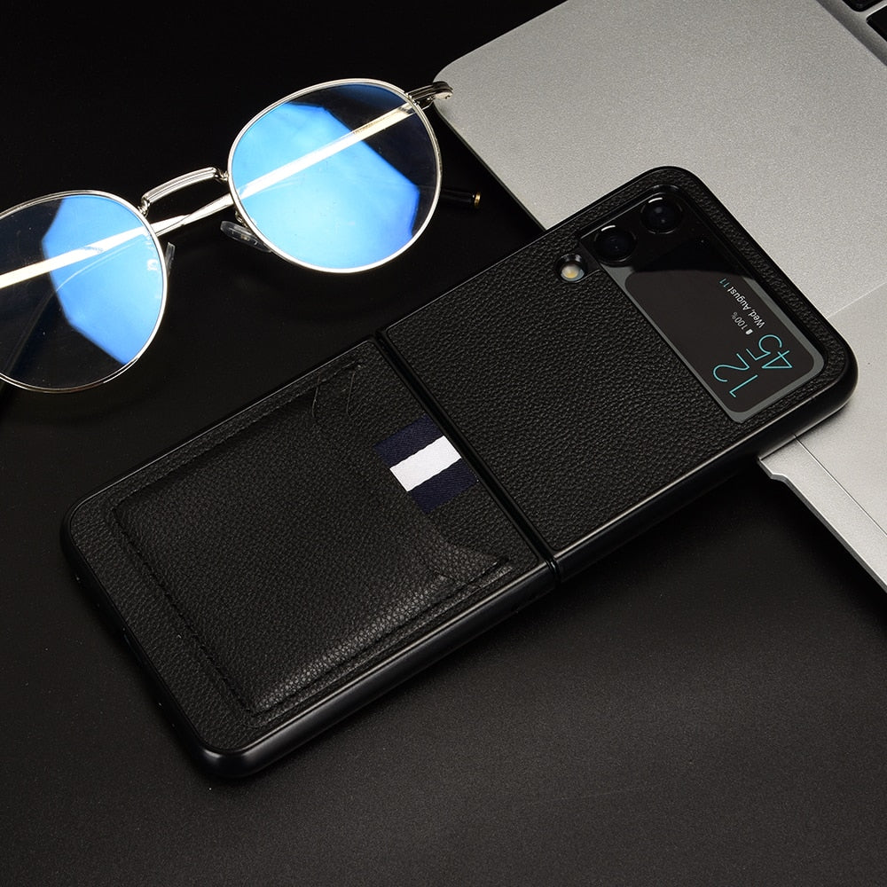 Anti-Shock Card Holder Leather Case for Samsung Galaxy Z Flip