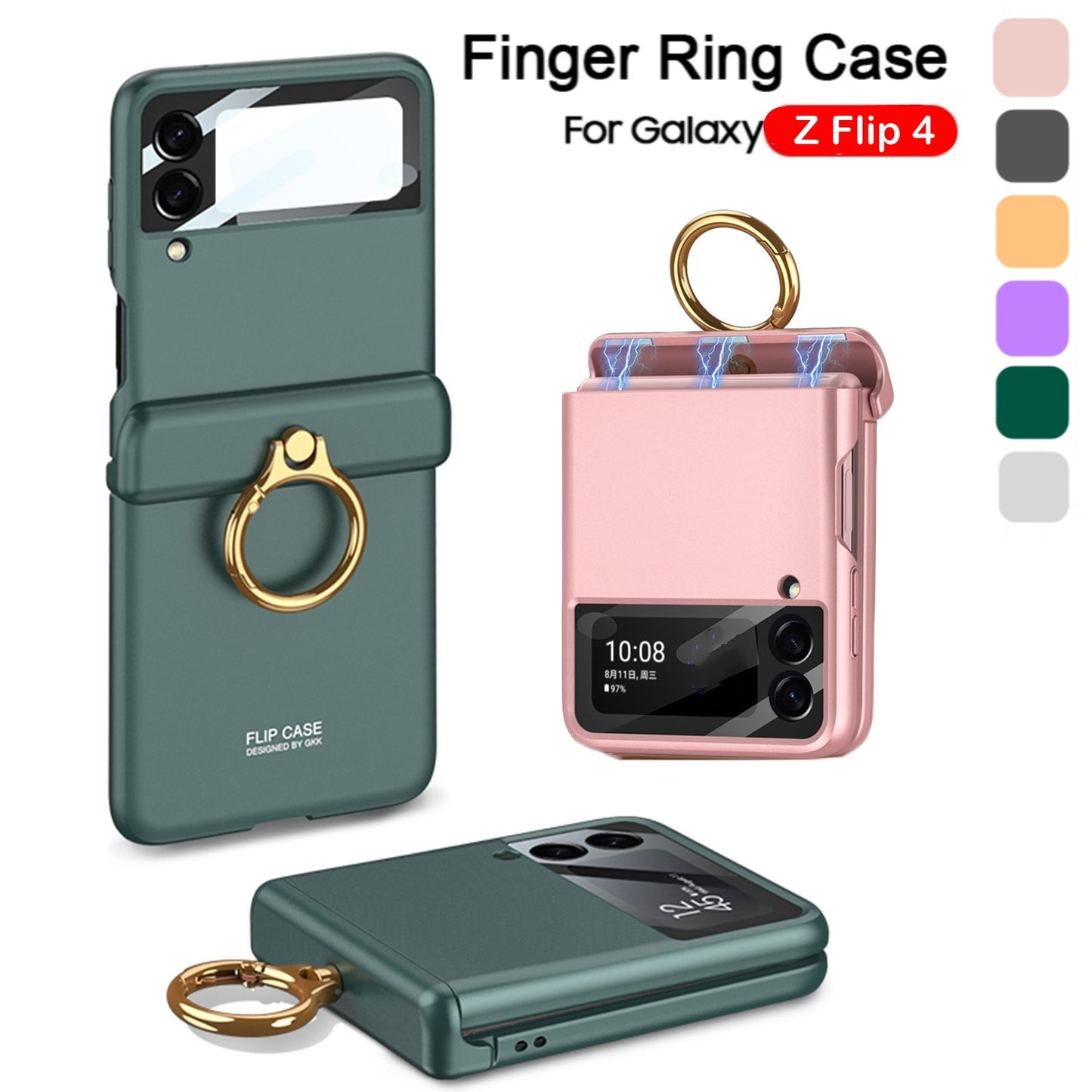 Magnetic Hinge Case For Samsung Galaxy Z Flip with Ring Holder