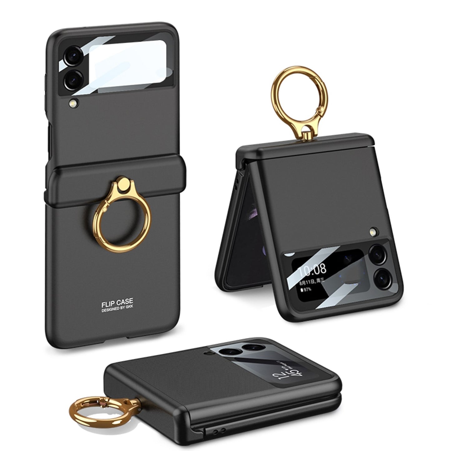 Magnetic Hinge Case For Samsung Galaxy Z Flip with Ring Holder