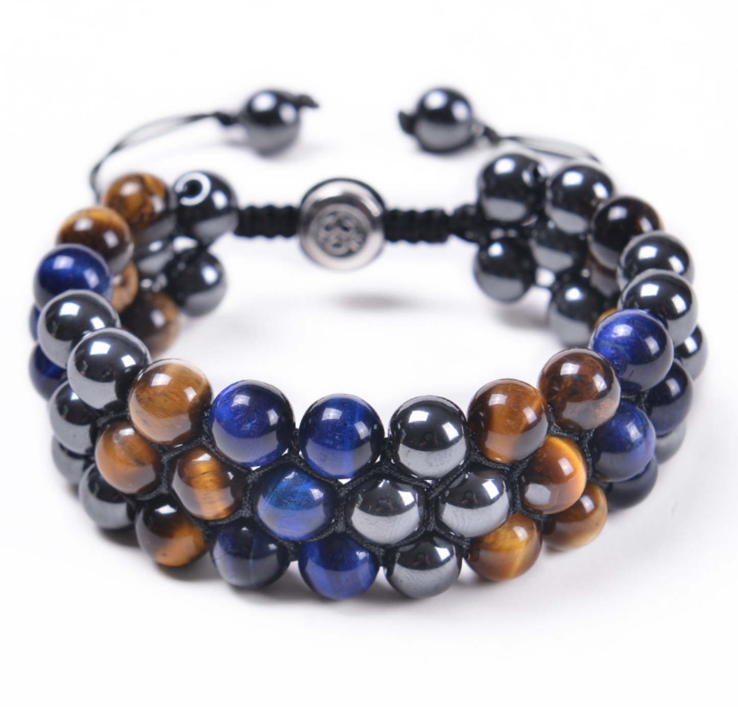 Handmade 8MM Natural Tiger Eye Beads Woven Adjustable Bracelet