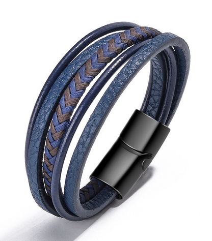 Handmade Rope Leather Ethnic Magnetic Bracelet Mixed Colour Black Buckle 23cm - iRelax® Australia