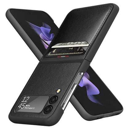 Matte Leather Cases for Samsung Galaxy Z Flip with Card Holder