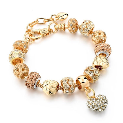 Luxury Crystal Heart Charm Gold Plated Bracelets